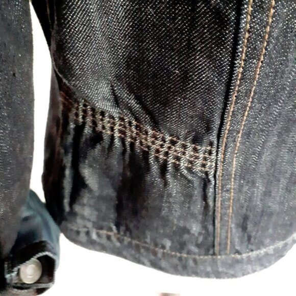NWOT Gap dark wash blue denim cotton bomber jacket, M - Picture 7 of 10